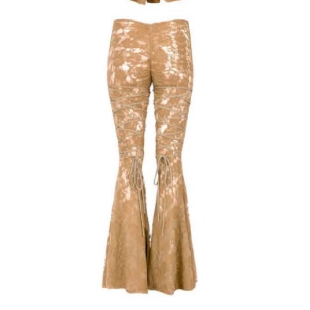 Laina rauma Lace-Up Flare Pants sz medium - Tan nude